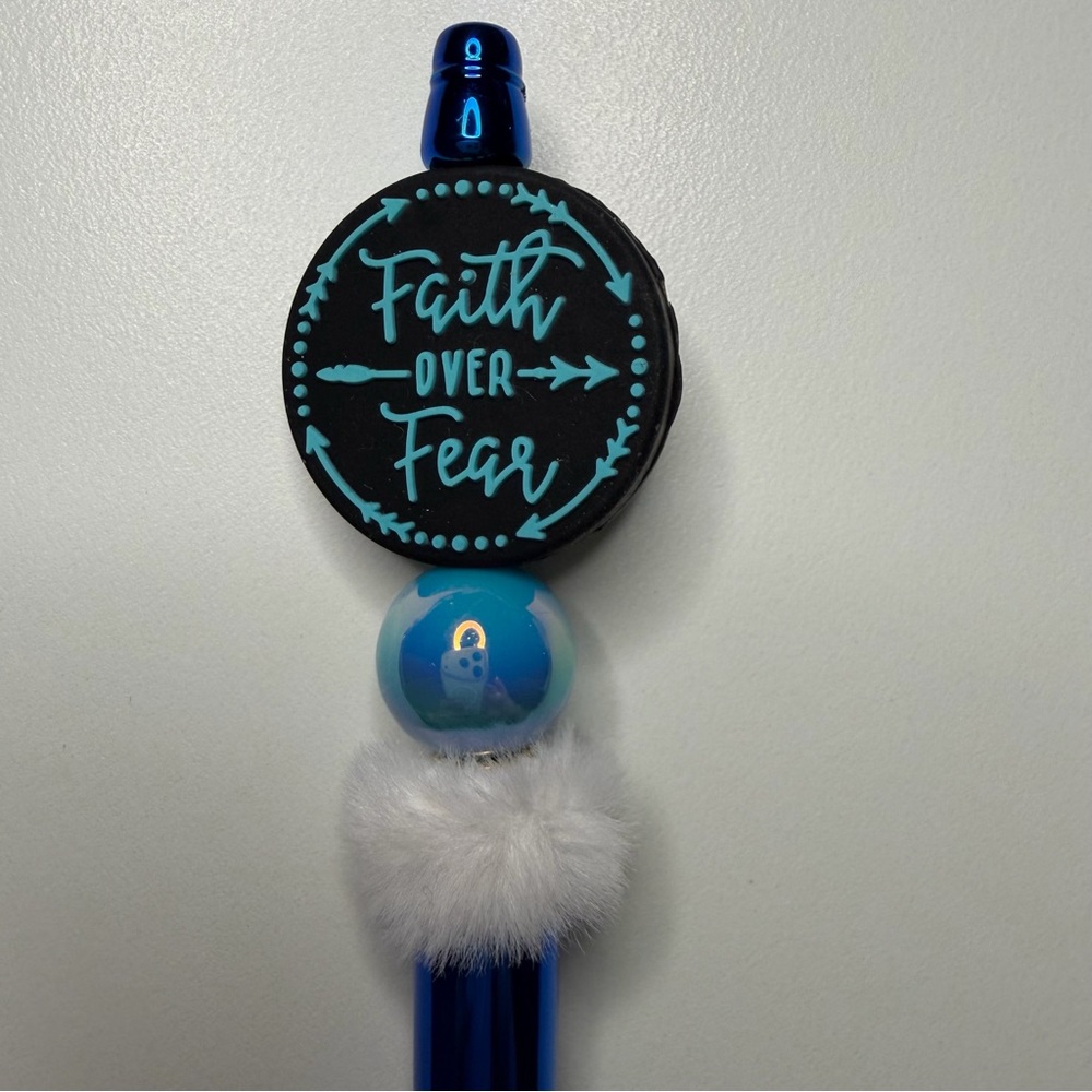 Handmade Faith Over Fear Beadable Pen + Mystery Stickers